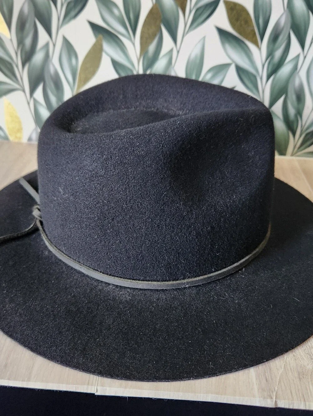 Brixton Black 100% Wool Felt Wide Brim Fedora Hat XS 54cm